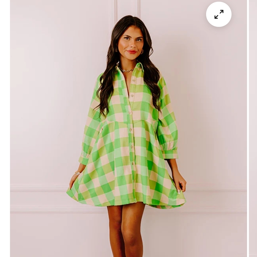 Entro Green and Cream Plaid Dress
